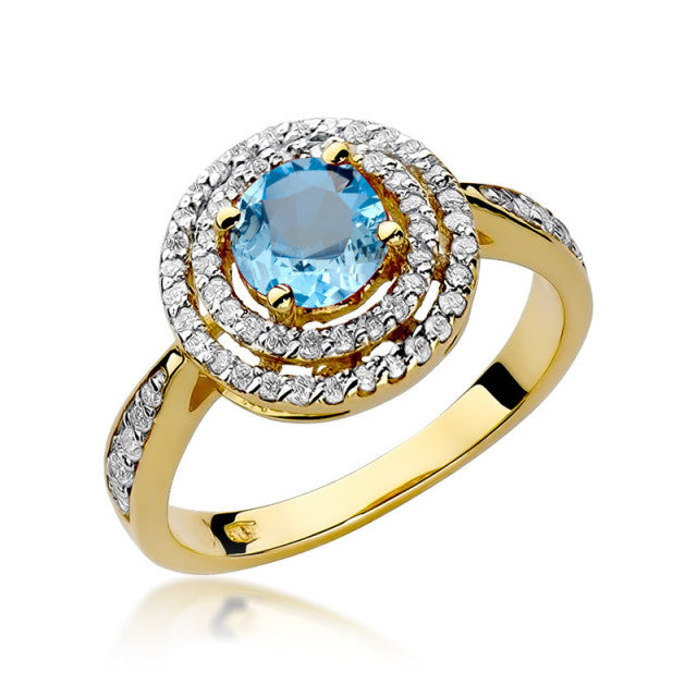 Inel Aur 14K cu Topaz Swiss 0.80 ct si Diamante Naturale 0.37 ct — Aur galben