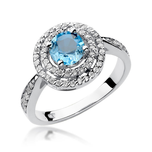 Inel Aur 14K cu Topaz Swiss 0.80 ct si Diamante Naturale 0.37 ct, imaginea 5 din 10