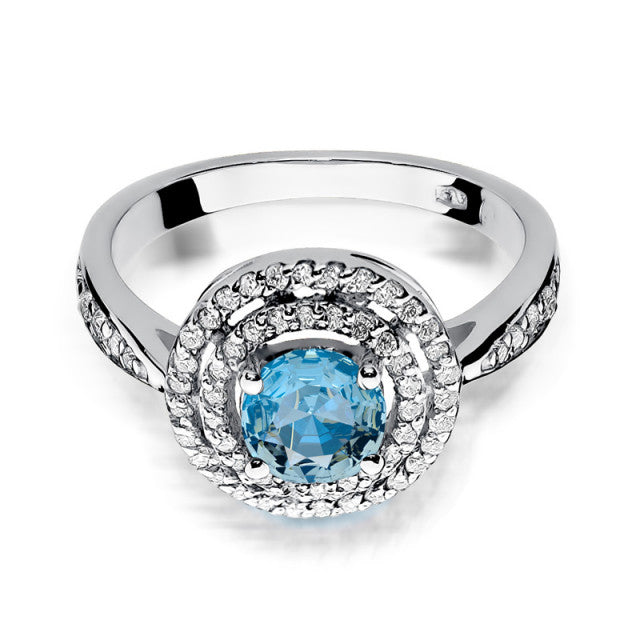 Inel Aur 14K cu Topaz Swiss 0.80 ct si Diamante Naturale 0.37 ct, imaginea 6 din 10