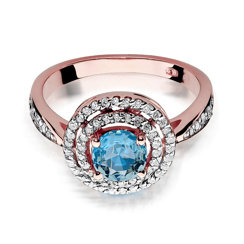Inel Aur 14K cu Topaz Swiss 0.80 ct si Diamante Naturale 0.37 ct, imaginea 9 din 10
