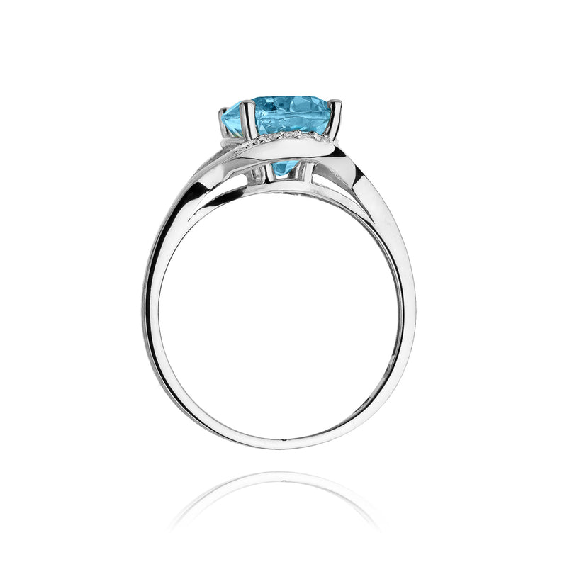 Inel Aur 14K cu Topaz Swiss 3.00 ct si Diamante Naturale 0.04 ct, imaginea 7 din 9
