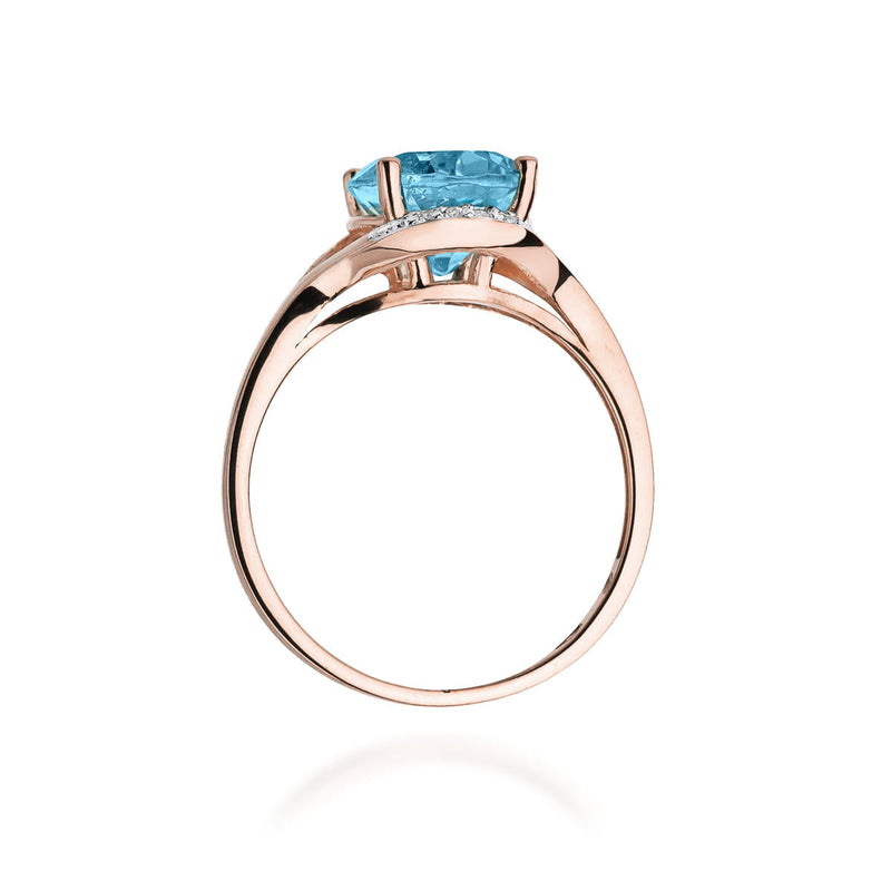 Inel Aur 14K cu Topaz Swiss 3.00 ct si Diamante Naturale 0.04 ct, imaginea 9 din 9