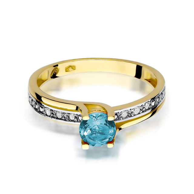Inel Aur 14K cu Topaz Swiss 0.50 ct si Diamante Naturale 0.03 ct, imaginea 2 din 11