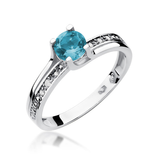 Inel Aur 14K cu Topaz Swiss 0.50 ct si Diamante Naturale 0.03 ct, imaginea 5 din 11