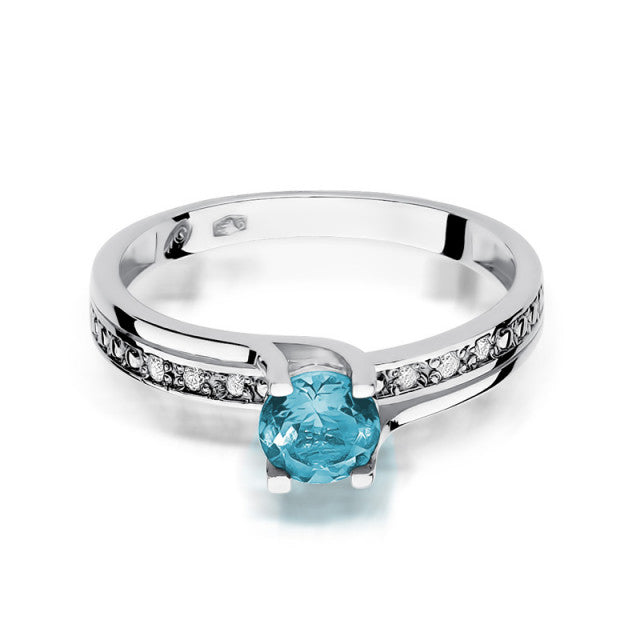 Inel Aur 14K cu Topaz Swiss 0.50 ct si Diamante Naturale 0.03 ct, imaginea 6 din 11
