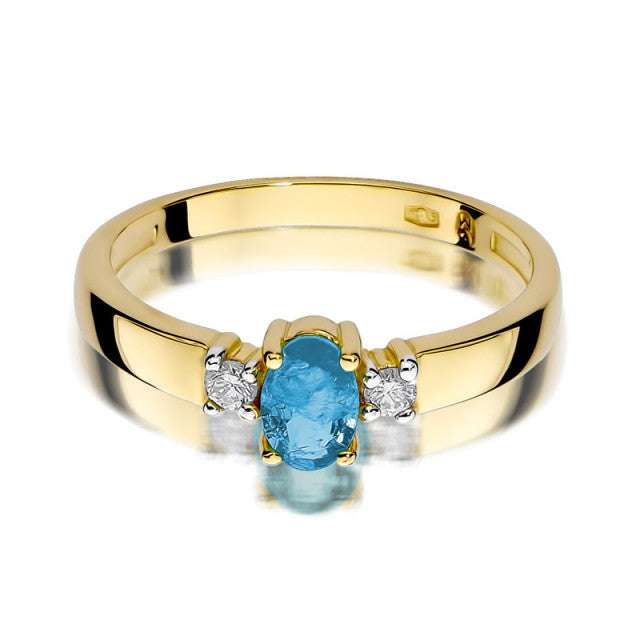 Inel Aur 14K cu Topaz Swiss 0.50 ct si Diamante Naturale 0.08 ct, imaginea 2 din 10