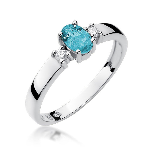 Inel Aur 14K cu Topaz Swiss 0.50 ct si Diamante Naturale 0.08 ct, imaginea 3 din 10