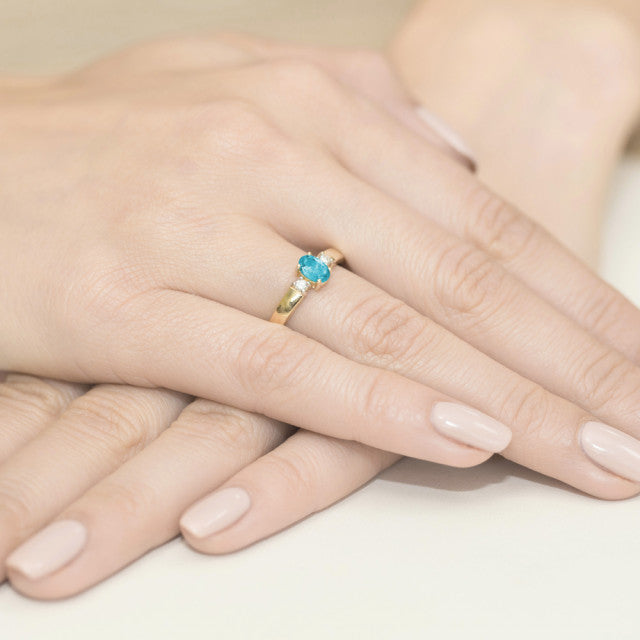 Inel Aur 14K cu Topaz Swiss 0.50 ct si Diamante Naturale 0.08 ct, imaginea 7 din 10