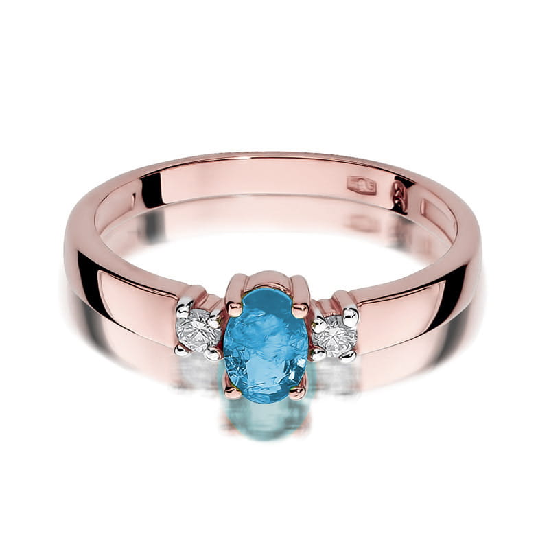 Inel Aur 14K cu Topaz Swiss 0.50 ct si Diamante Naturale 0.08 ct, imaginea 9 din 10