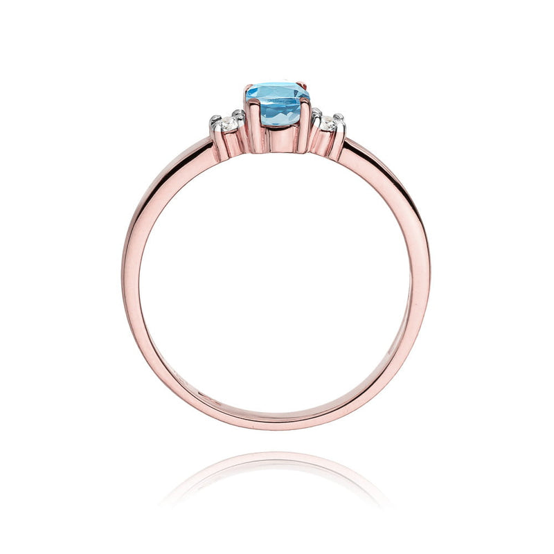 Inel Aur 14K cu Topaz Swiss 0.50 ct si Diamante Naturale 0.08 ct, imaginea 10 din 10