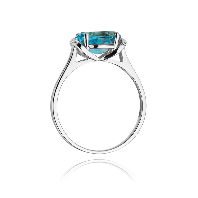 Inel Aur 14K cu Topaz Swiss 1.70 ct si Diamante Naturale 0.04 ct, imaginea 7 din 11