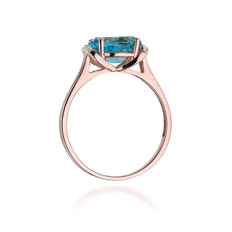 Inel Aur 14K cu Topaz Swiss 1.70 ct si Diamante Naturale 0.04 ct, imaginea 10 din 11