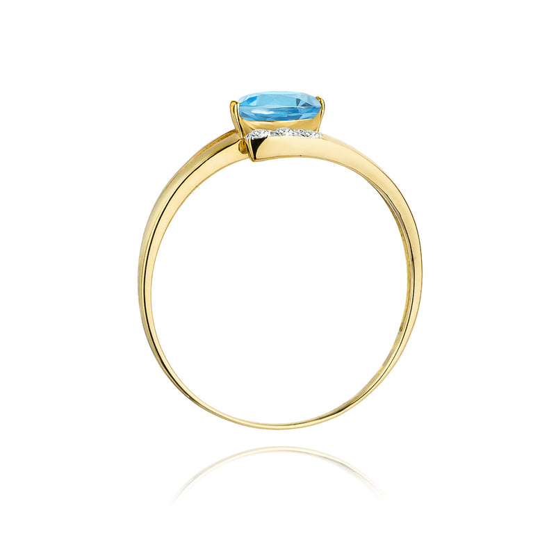 Inel Aur 14K cu Topaz Swiss 0.50 ct si Diamante Naturale 0.05 ct, imaginea 3 din 11