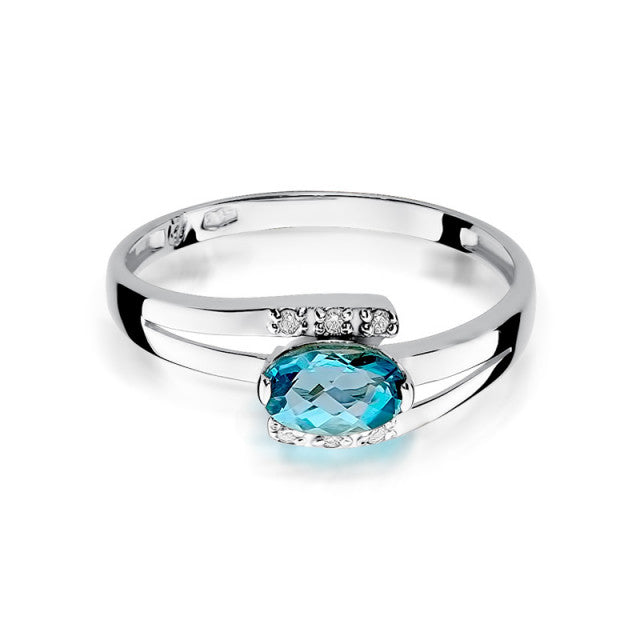 Inel Aur 14K cu Topaz Swiss 0.50 ct si Diamante Naturale 0.05 ct, imaginea 6 din 11