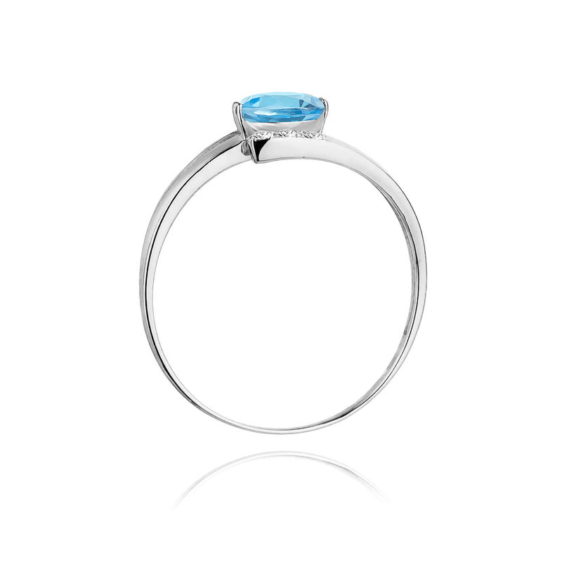 Inel Aur 14K cu Topaz Swiss 0.50 ct si Diamante Naturale 0.05 ct, imaginea 7 din 11