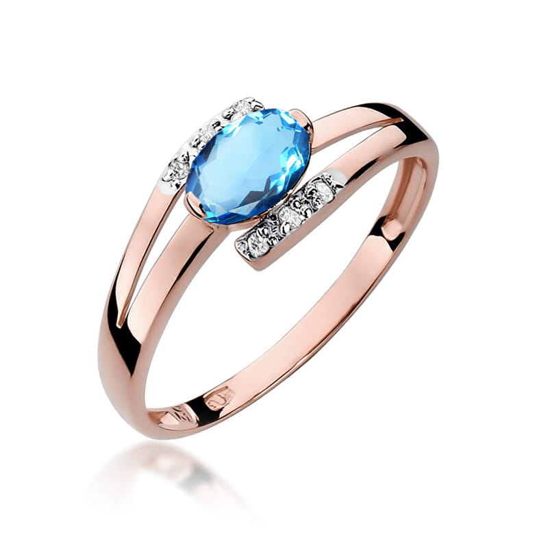Inel Aur 14K cu Topaz Swiss 0.50 ct si Diamante Naturale 0.05 ct, imaginea 8 din 11