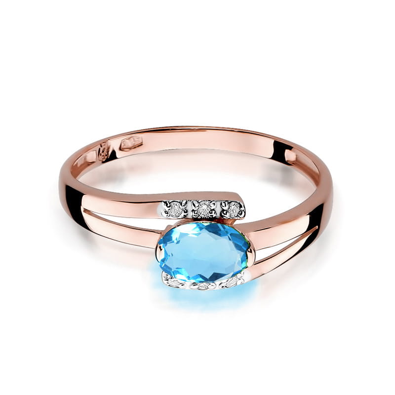 Inel Aur 14K cu Topaz Swiss 0.50 ct si Diamante Naturale 0.05 ct, imaginea 9 din 11