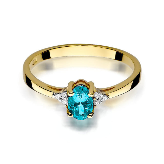 Inel Aur 14K cu Topaz Swiss 0.50 ct si Diamante Naturale 0.05 ct, imaginea 2 din 11