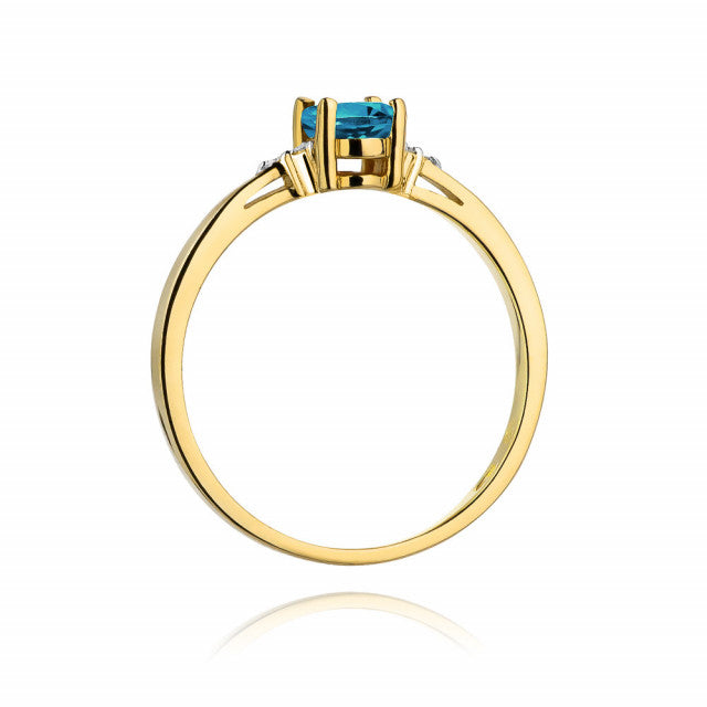 Inel Aur 14K cu Topaz Swiss 0.50 ct si Diamante Naturale 0.05 ct, imaginea 3 din 11