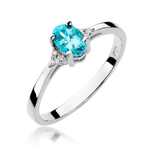 Inel Aur 14K cu Topaz Swiss 0.50 ct si Diamante Naturale 0.05 ct, imaginea 5 din 11