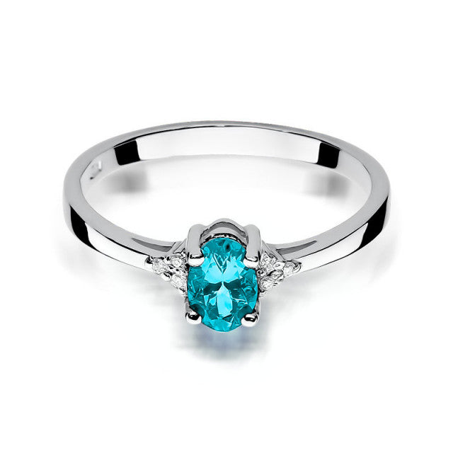 Inel Aur 14K cu Topaz Swiss 0.50 ct si Diamante Naturale 0.05 ct, imaginea 6 din 11