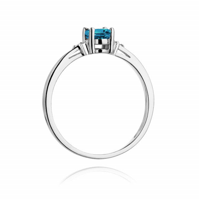 Inel Aur 14K cu Topaz Swiss 0.50 ct si Diamante Naturale 0.05 ct, imaginea 7 din 11