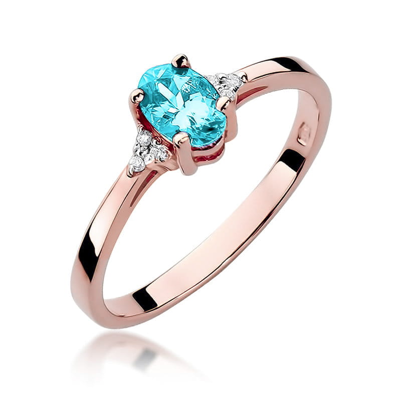 Inel Aur 14K cu Topaz Swiss 0.50 ct si Diamante Naturale 0.05 ct, imaginea 8 din 11
