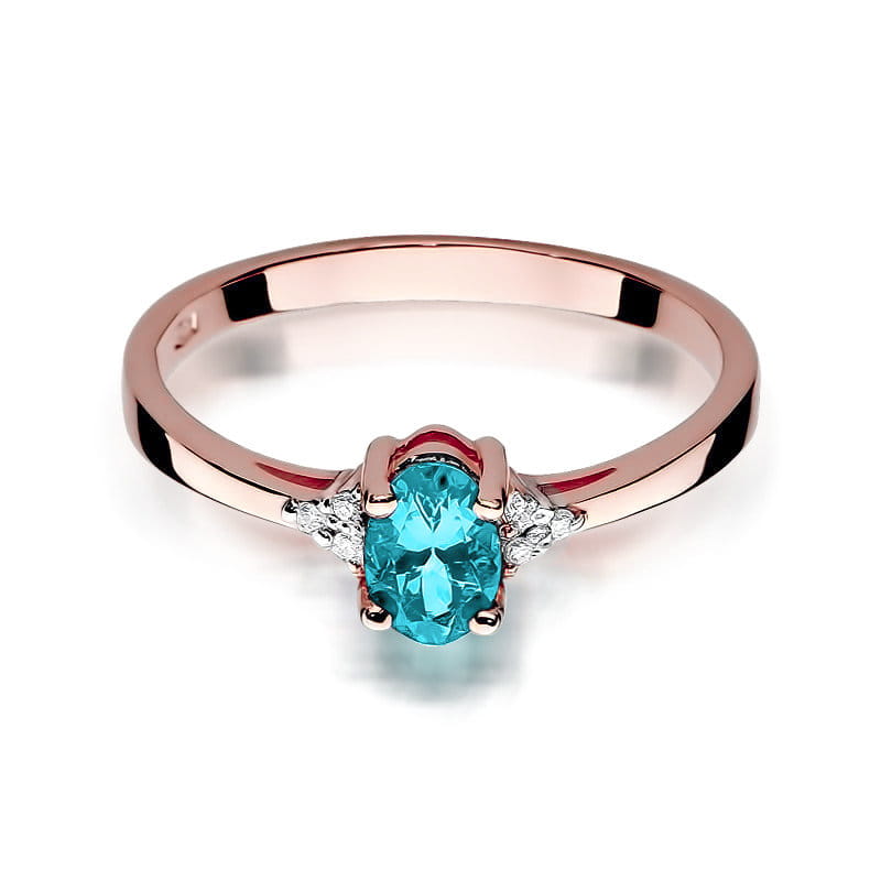 Inel Aur 14K cu Topaz Swiss 0.50 ct si Diamante Naturale 0.05 ct, imaginea 9 din 11