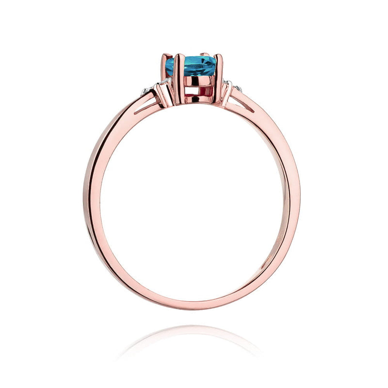 Inel Aur 14K cu Topaz Swiss 0.50 ct si Diamante Naturale 0.05 ct, imaginea 10 din 11