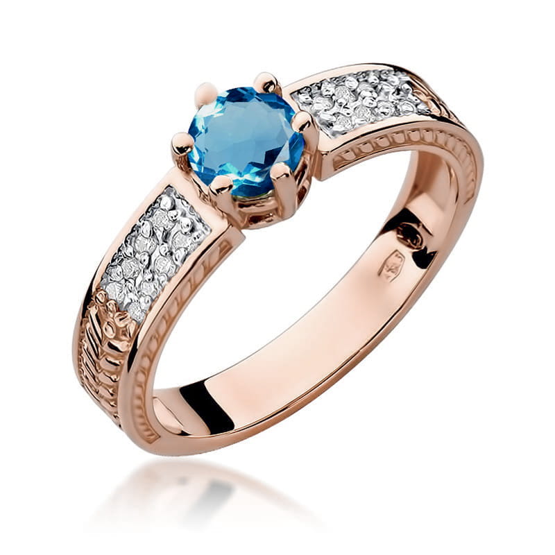 Inel Aur 14K cu Topaz Swiss 0.50 ct si Diamante Naturale 0.08 ct, imaginea 8 din 11