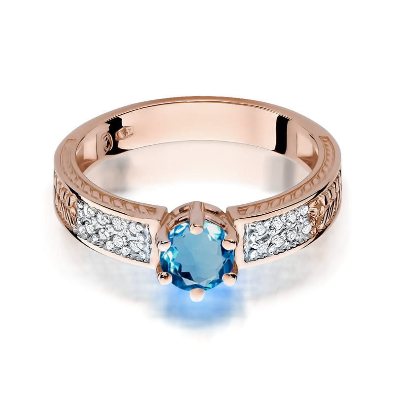 Inel Aur 14K cu Topaz Swiss 0.50 ct si Diamante Naturale 0.08 ct, imaginea 9 din 11