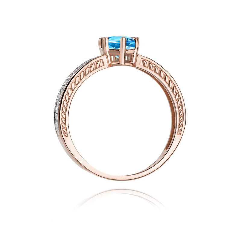 Inel Aur 14K cu Topaz Swiss 0.50 ct si Diamante Naturale 0.08 ct, imaginea 10 din 11