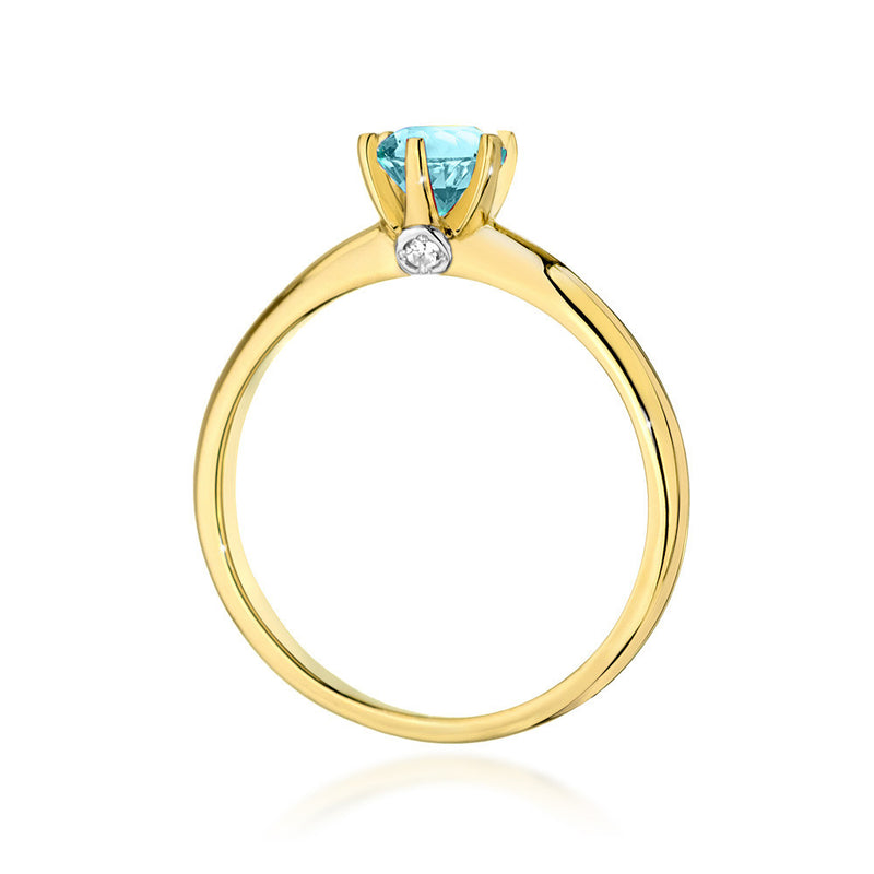 Inel Aur 14K cu Topaz Swiss 0.50 ct si Diamante Naturale 0.04 ct, imaginea 3 din 10