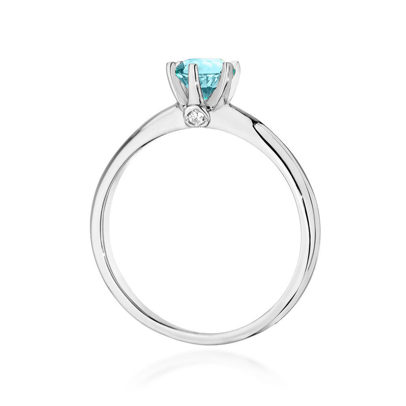 Inel Aur 14K cu Topaz Swiss 0.50 ct si Diamante Naturale 0.04 ct, imaginea 7 din 10