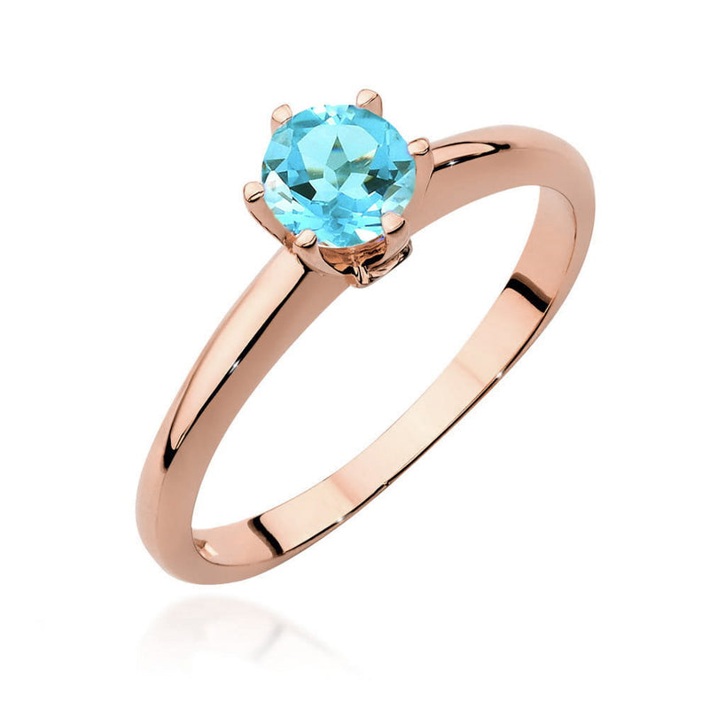 Inel Aur 14K cu Topaz Swiss 0.50 ct si Diamante Naturale 0.04 ct, imaginea 8 din 10