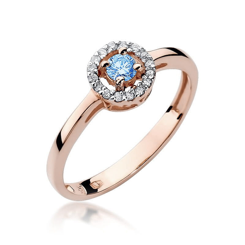 Inel Aur 14K cu Topaz Swiss 0.15 ct si Diamante Naturale 0.08 ct, imaginea 5 din 11