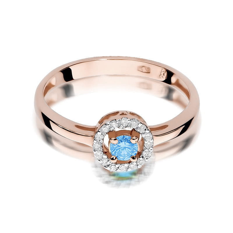 Inel Aur 14K cu Topaz Swiss 0.15 ct si Diamante Naturale 0.08 ct, imaginea 6 din 11