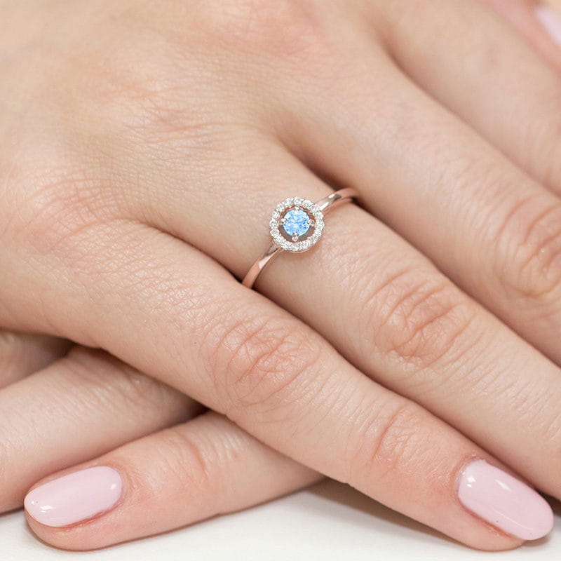 Inel Aur 14K cu Topaz Swiss 0.15 ct si Diamante Naturale 0.08 ct, imaginea 8 din 11