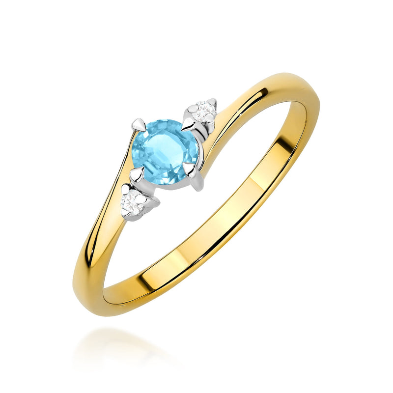 Inel Aur 14K cu Topaz Swiss 0.25 ct si Diamante Naturale 0.03 ct — Aur galben