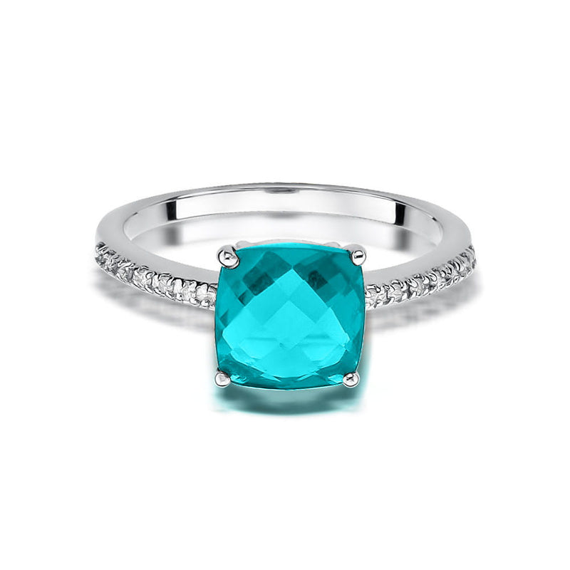 Inel Aur 14K cu Topaz Swiss 2.00 ct si Diamante Naturale 0.07 ct, imaginea 5 din 9