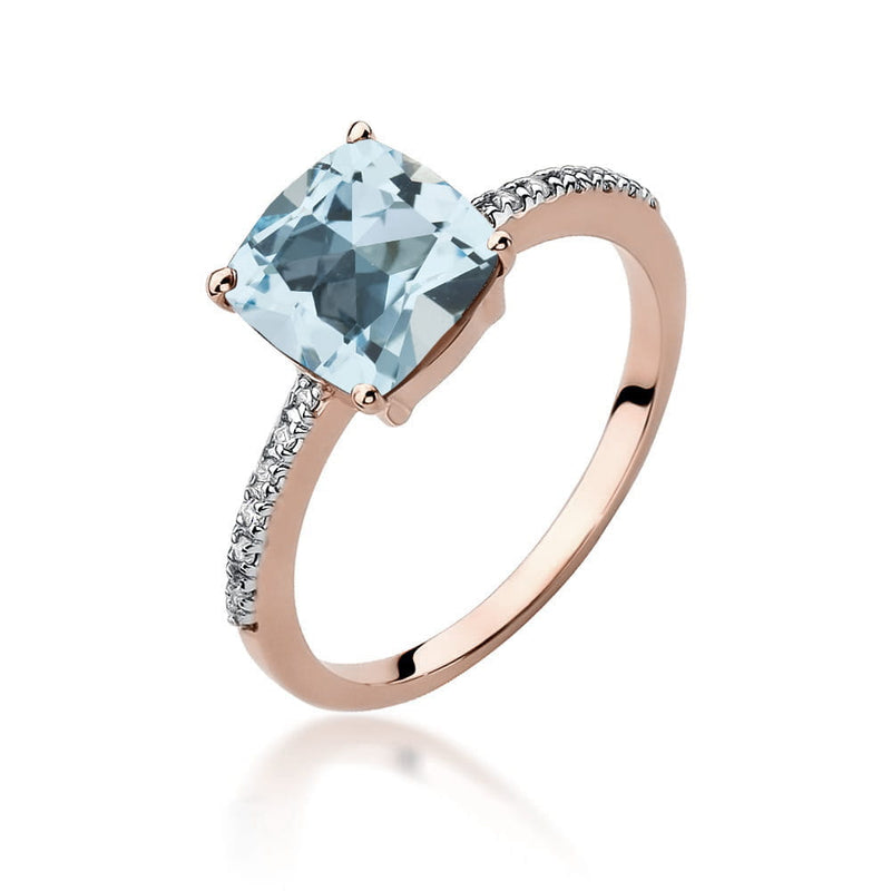 Inel Aur 14K cu Topaz Swiss 2.00 ct si Diamante Naturale 0.07 ct, imaginea 7 din 9