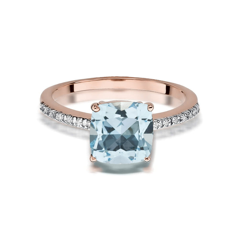 Inel Aur 14K cu Topaz Swiss 2.00 ct si Diamante Naturale 0.07 ct, imaginea 8 din 9