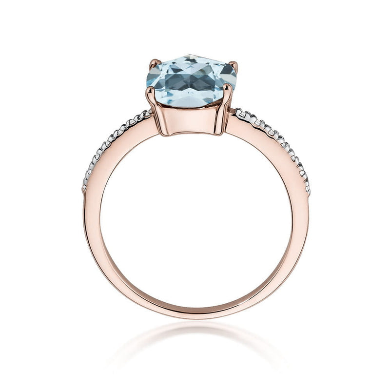 Inel Aur 14K cu Topaz Swiss 2.00 ct si Diamante Naturale 0.07 ct, imaginea 9 din 9