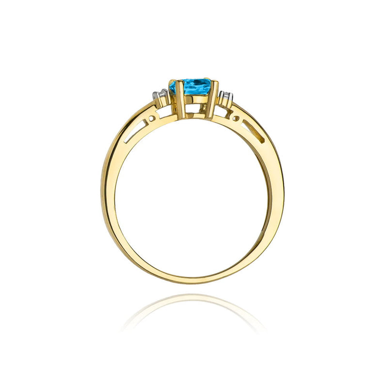 Inel Aur 14K cu Topaz Swiss 0.50 ct si Diamante Naturale 0.03 ct, imaginea 3 din 11