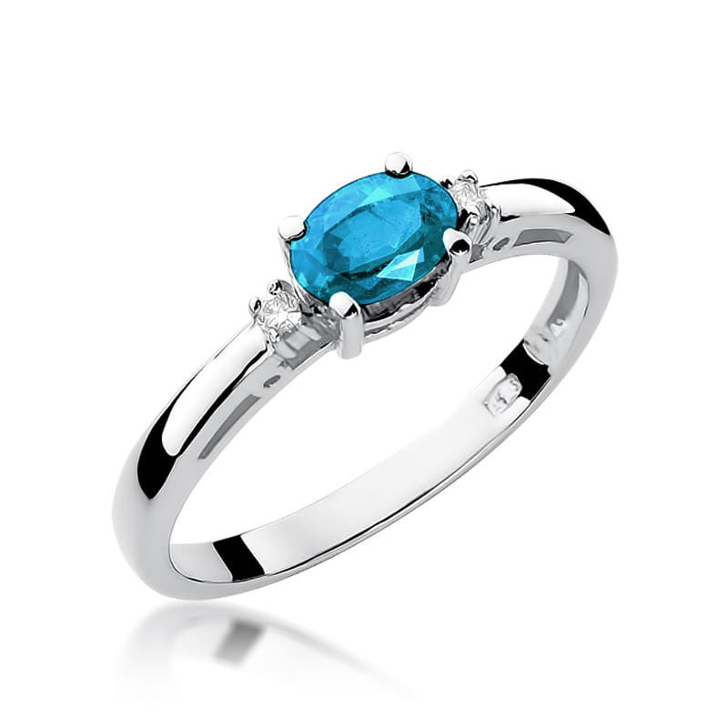 Inel Aur 14K cu Topaz Swiss 0.50 ct si Diamante Naturale 0.03 ct, imaginea 5 din 11