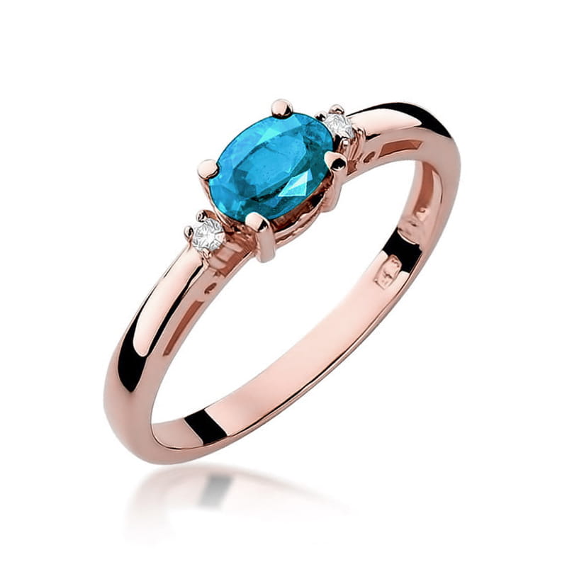 Inel Aur 14K cu Topaz Swiss 0.50 ct si Diamante Naturale 0.03 ct, imaginea 8 din 11