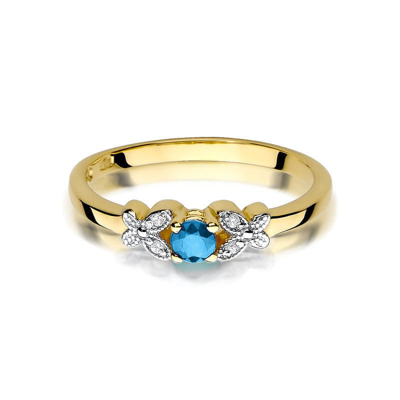 Inel Aur 14K cu Topaz Swiss 0.15 ct si Diamante Naturale 0.02 ct, imaginea 2 din 11