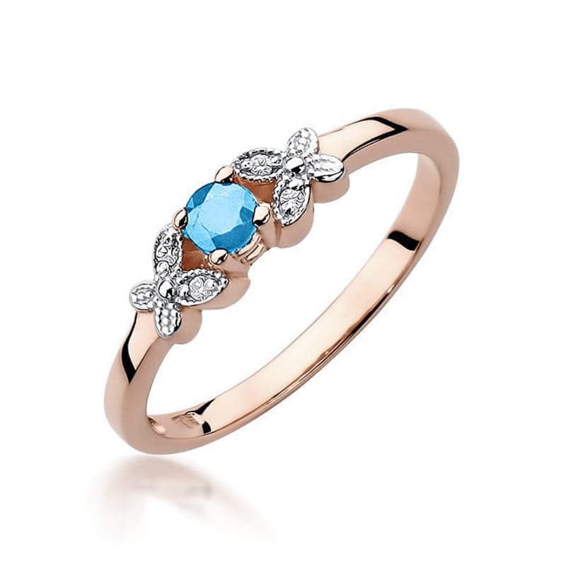 Inel Aur 14K cu Topaz Swiss 0.15 ct si Diamante Naturale 0.02 ct, imaginea 8 din 11