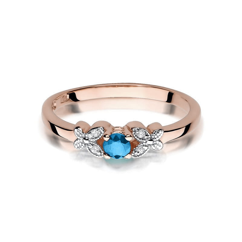 Inel Aur 14K cu Topaz Swiss 0.15 ct si Diamante Naturale 0.02 ct, imaginea 9 din 11
