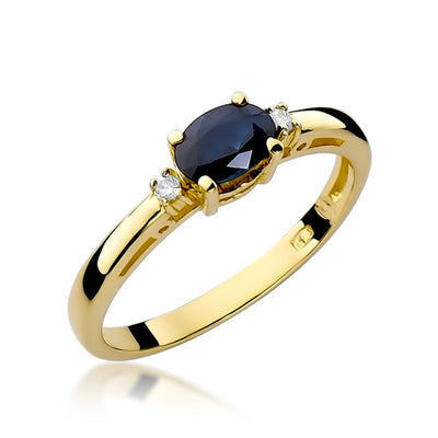 Inel Aur 14K cu Safir 0.70 ct si Diamante Naturale 0.03 ct